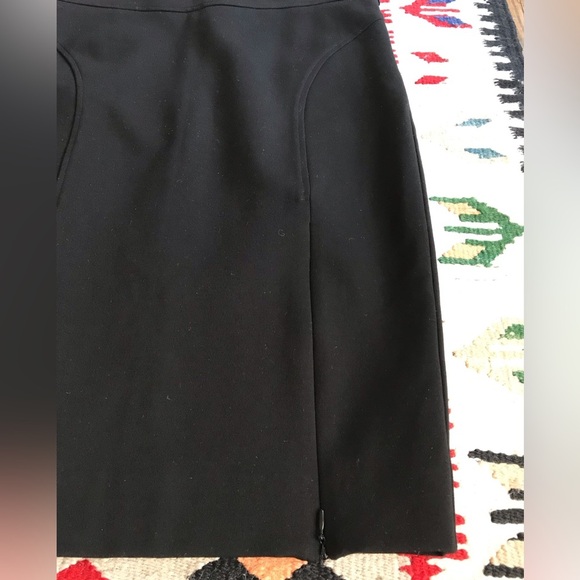 Sz 6🌹Le Chateau Zip Front Slit Black Pencil Skirt - Picture 4 of 8
